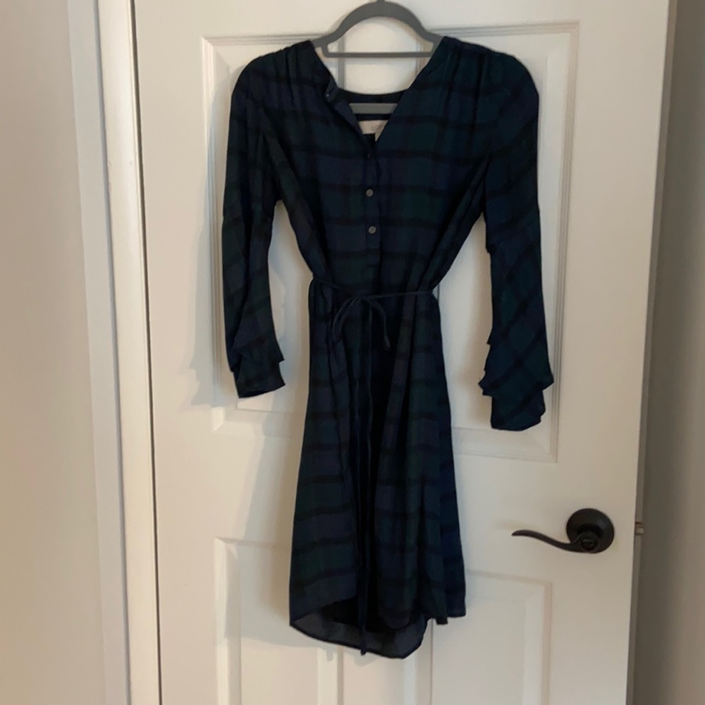 Loft Flannel Tie Dress, Long Sleeve with Flare
